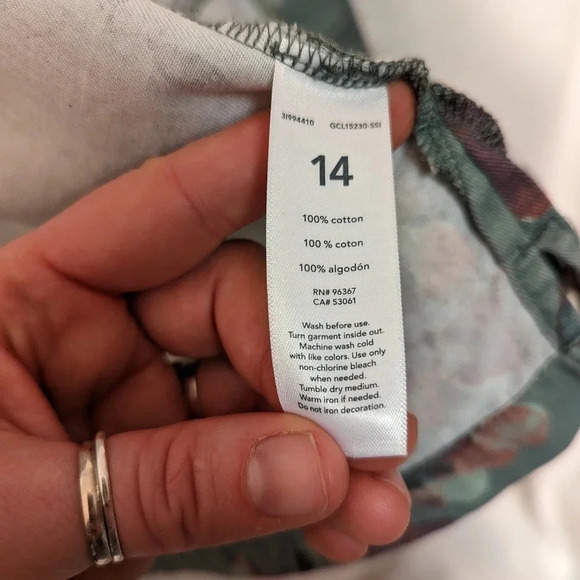 Oshkosh B'gosh green floral print denim jacket, girls size 14   G4 - Picture 4 of 6